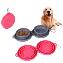 Lade das Bild in den Galerie-Viewer, Rubber Foldable Double Bowl Pet Feeding Bowl Pets Supplies Dog Cat Bowls
