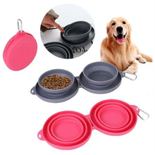 Lade das Bild in den Galerie-Viewer, Rubber Foldable Double Bowl Pet Feeding Bowl Pets Supplies Dog Cat Bowls
