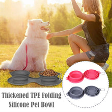 Lade das Bild in den Galerie-Viewer, Rubber Foldable Double Bowl Pet Feeding Bowl Pets Supplies Dog Cat Bowls
